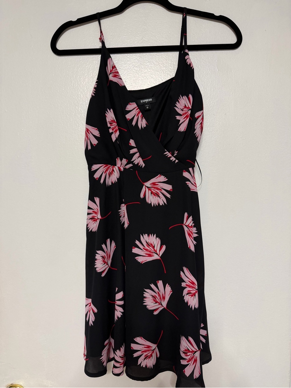 Express Black Slip Dress with Pink Floral Print